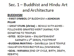 Sec. 1 – Buddhist and Hindu Art and Architecture