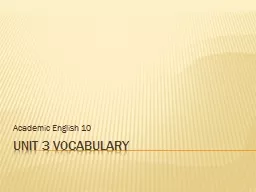 Unit 3 Vocabulary Academic English 10