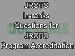 JROTC In-ranks Questions for JROTC Program Accreditation