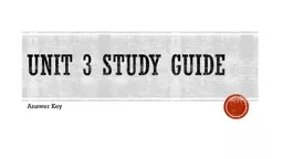 Unit 3 study Guide Answer Key