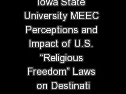 Iowa State University MEEC Perceptions and Impact of U.S. “Religious Freedom” Laws