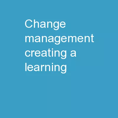Change  Management  Creating A Learning
