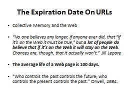 The Expiration Date On  URLs