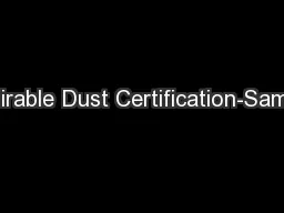 Respirable Dust Certification-Sampling