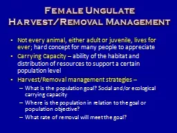 Female Ungulate Harvest/Removal Management
