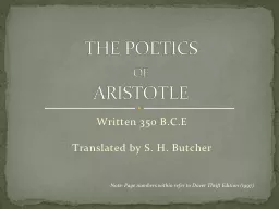 Written 350 B.C.E  Translated by S. H. Butcher