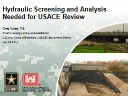 Hydraulic Screening and Analysis Needed for USACE Review