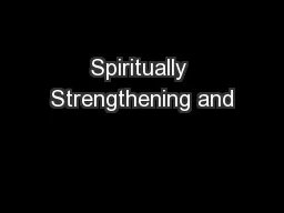 Spiritually Strengthening and