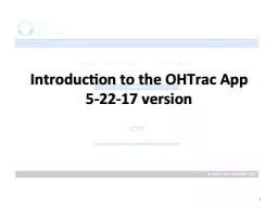 Introduction to the OHTrac App