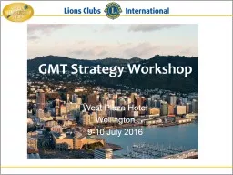 GMT Strategy Workshop West Plaza Hotel