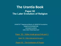 The Urantia Book Paper 92