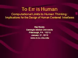 To Err is Human Computational Limits to Human Thinking :