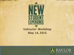 Instructor Workshop May 14, 2015