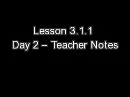 Lesson 3.1.1 Day 2 – Teacher Notes