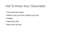 Get To Know Your Classmates