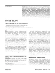 INVITED REVIEW ABSTRACT Muscle cramps are a common pro