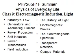 PHY205H1F Summer  Physics of Everyday Life