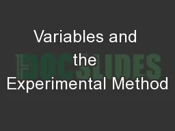 Variables and the Experimental Method