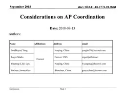 September 2018 Slide  1 Considerations on AP Coordination