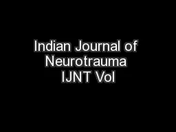Indian Journal of Neurotrauma IJNT Vol