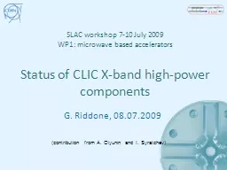 SLAC  workshop 7-10 July 2009