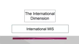 International MIS The International Dimension