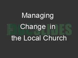 Managing Change  in the Local Church