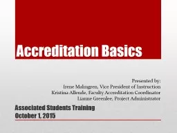 Accreditation Basics Associated Students Training