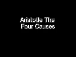 Aristotle The Four Causes
