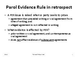Parol  Evidence Rule in retrospect