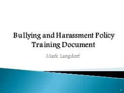Bullying and Harassment Policy Training Document