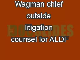 Wagman chief outside litigation counsel for ALDF