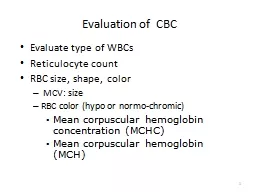 Evaluation of  CBC Evaluate type of WBCs