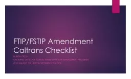 FTIP/FSTIP Amendment  Caltrans Checklist