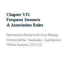 Chapter VII: Frequent  Itemsets