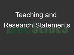 Teaching and Research Statements
