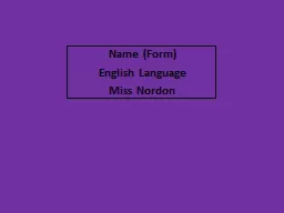 Name (Form) English Language