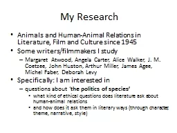My Research Animals and Human-Animal Relations in Literature, Film and Culture since 1945
