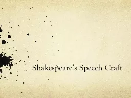 Shakespeare’s Speech Craft