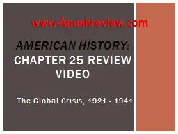 The  Global Crisis, 1921 - 1941