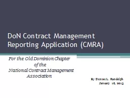 DoN Contract Management Reporting Application (CMRA)