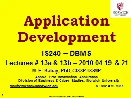 Application Development IS240 – DBMS