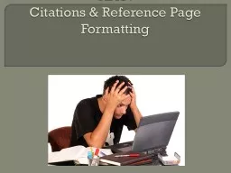 APA :  Citations & Reference Page Formatting