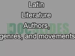 Latin Literature Authors, genres, and movements