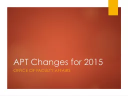 APT Changes for 2015 Office of Faculty Affairs
