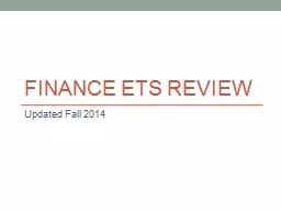 Finance ETS Review Updated Fall 2014