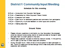 District 1 Community Input Meeting