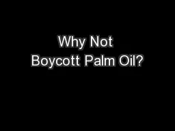 Why Not Boycott Palm Oil?