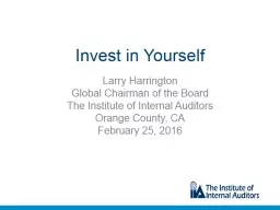 Invest in Yourself Larry Harrington