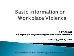 Basic Information on Workplace Violence